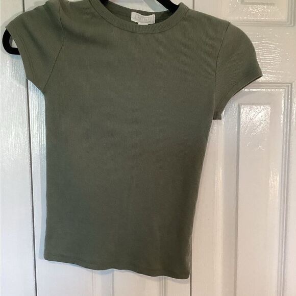 Full Tilt - Olive Green Ribbed T-Shirt - Sz Small - Picture 1 of 4
